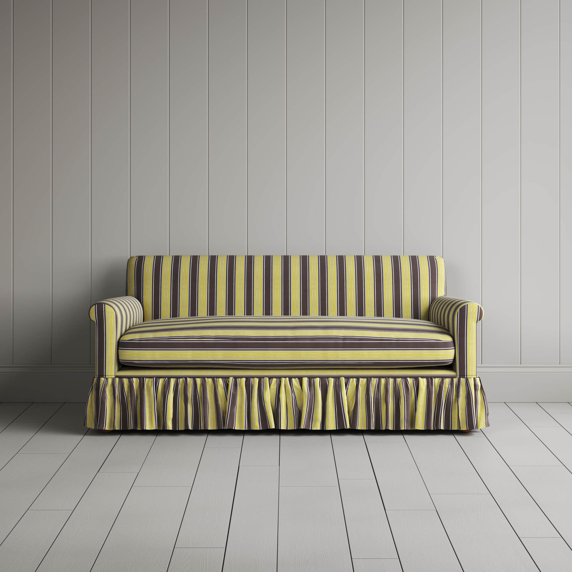 Front View of Curtain Call 2 Seater Sofa in Regatta Cotton, Custard