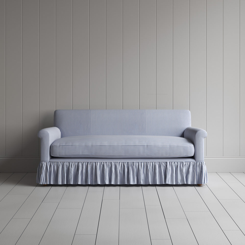 Curtain Call 2 Seater Sofa in Ticking Cotton, Aqua Brown