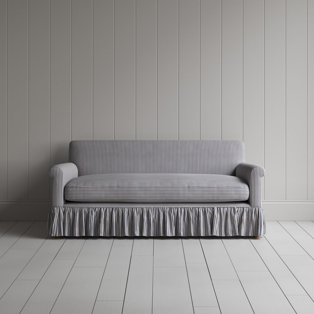 Curtain Call 2 Seater Sofa in Ticking Cotton, Blue Brown