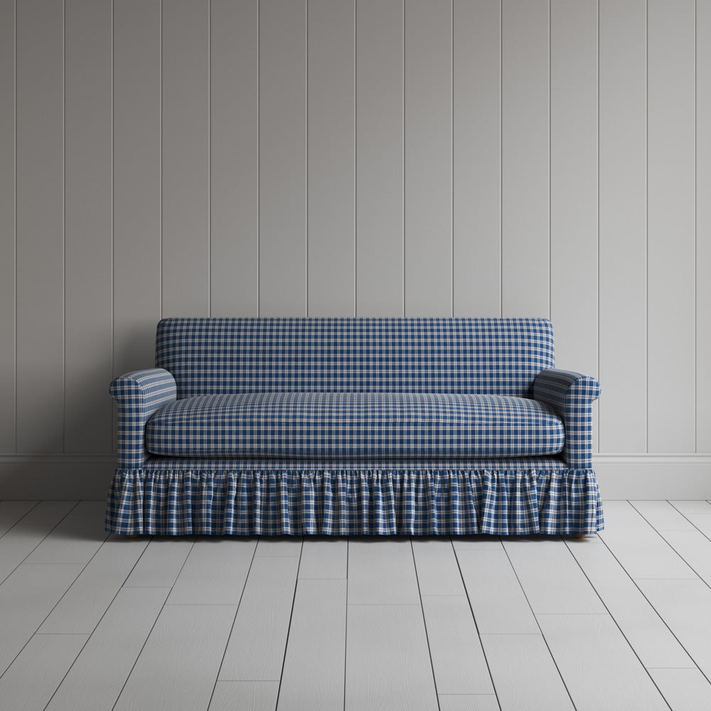 Curtain Call 2 Seater Sofa in Well Plaid Cotton, Blue Brown