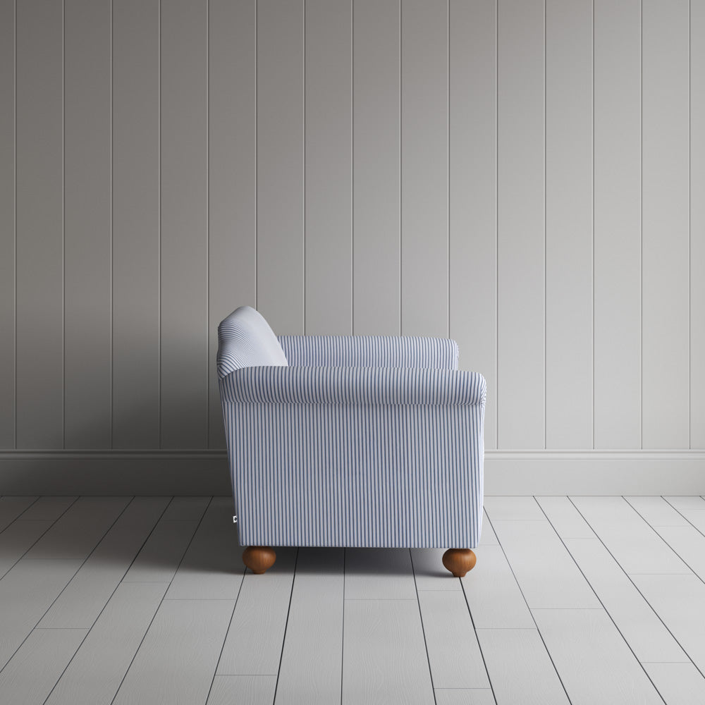 Dolittle 2 Seater Sofa in Ticking Cotton, Aqua Brown