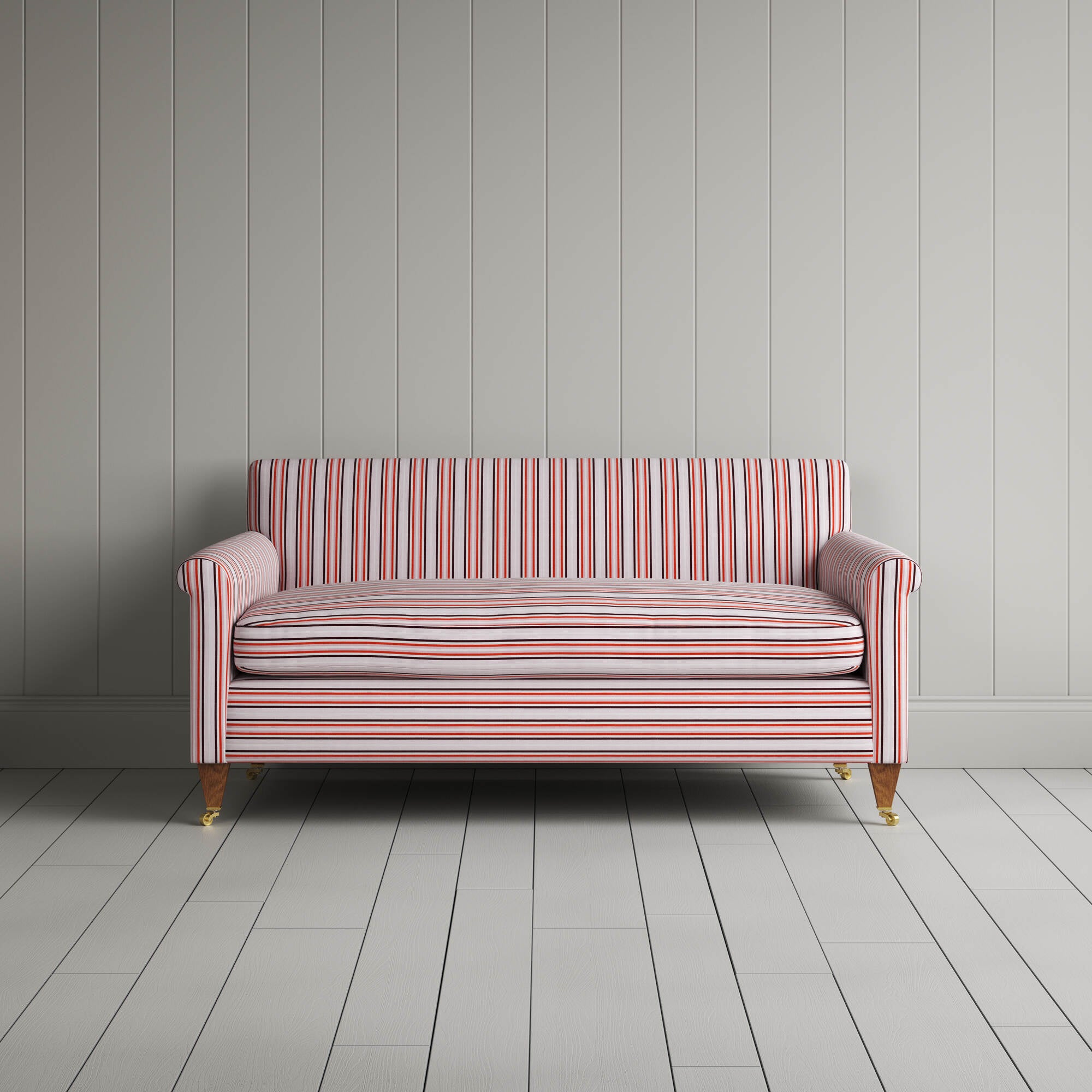 Idler 2 Seater Sofa in Slow Lane Cotton Linen, Berry
