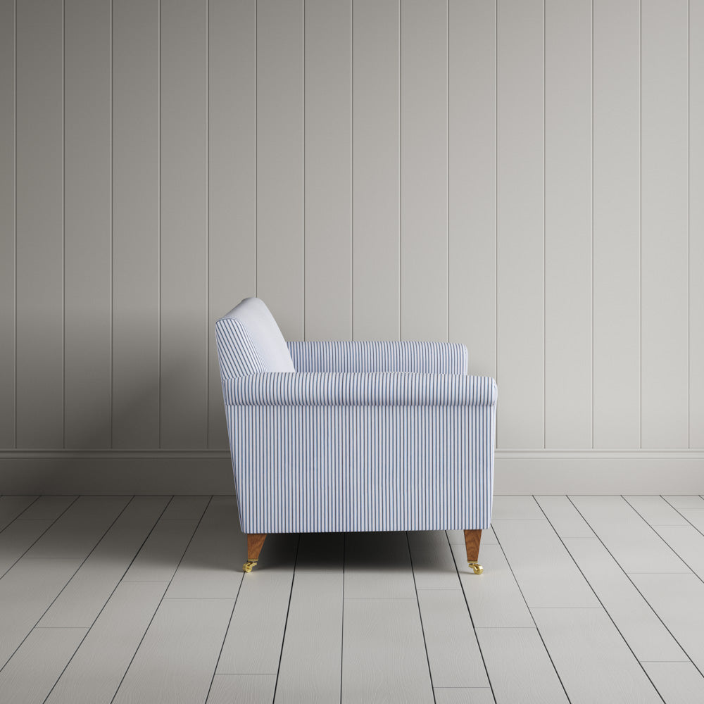 Idler 2 Seater Sofa in Ticking Cotton, Aqua Brown