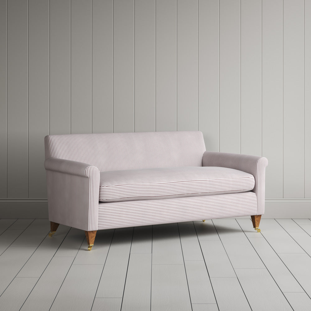 Idler 2 Seater Sofa in Ticking Cotton, Berry