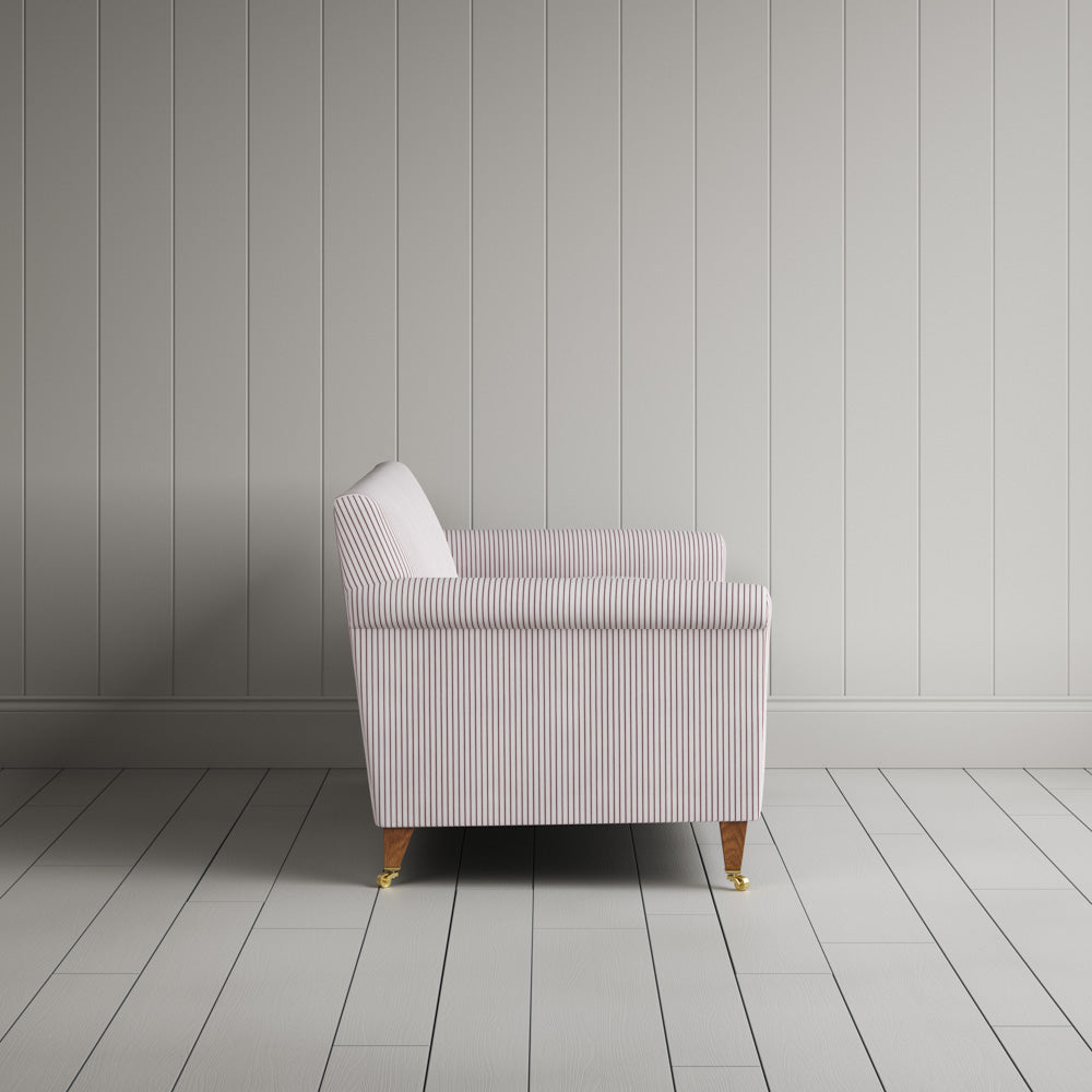 Idler 2 Seater Sofa in Ticking Cotton, Berry