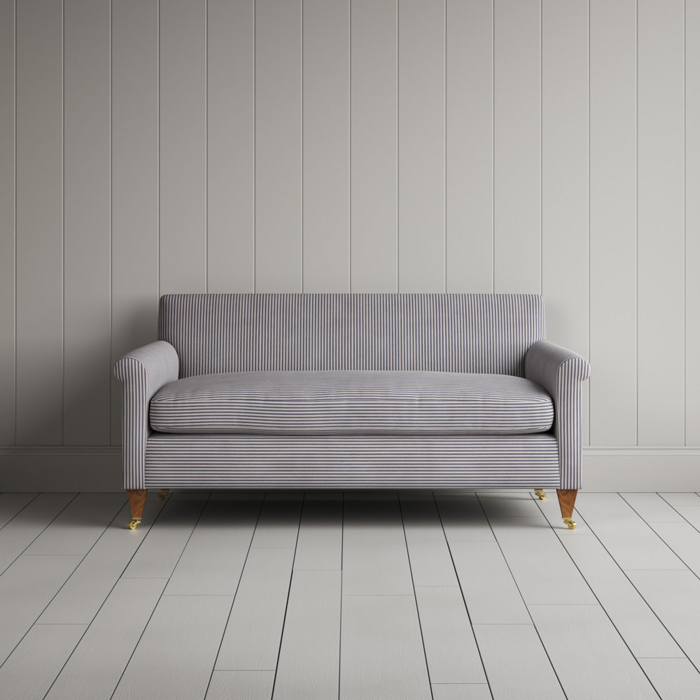 Idler 2 Seater Sofa in Ticking Cotton, Blue Brown