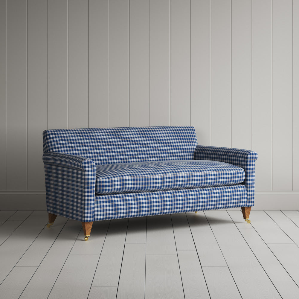 Idler 2 Seater Sofa in Well Plaid Cotton, Blue Brown