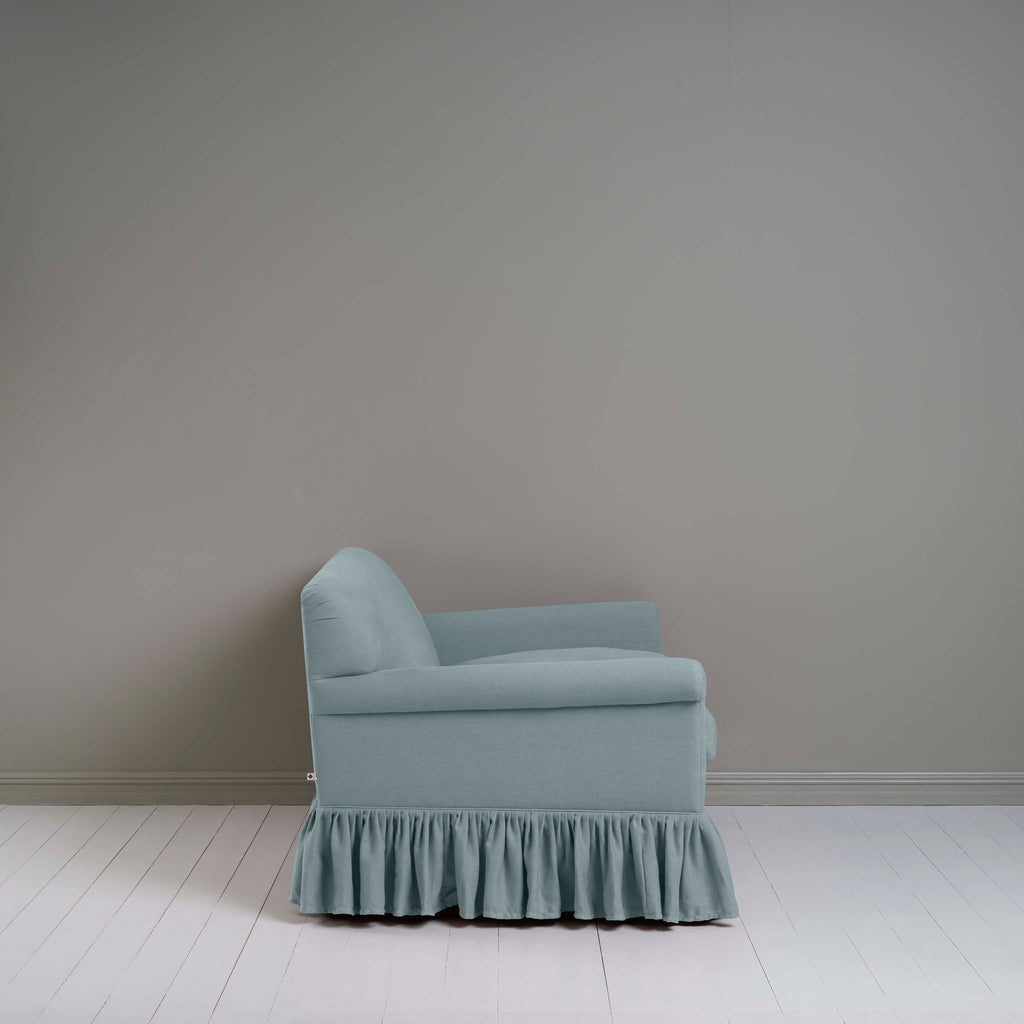 Curtain Call 2 Seater Sofa in Laidback Linen Cerulean Side View - NiX