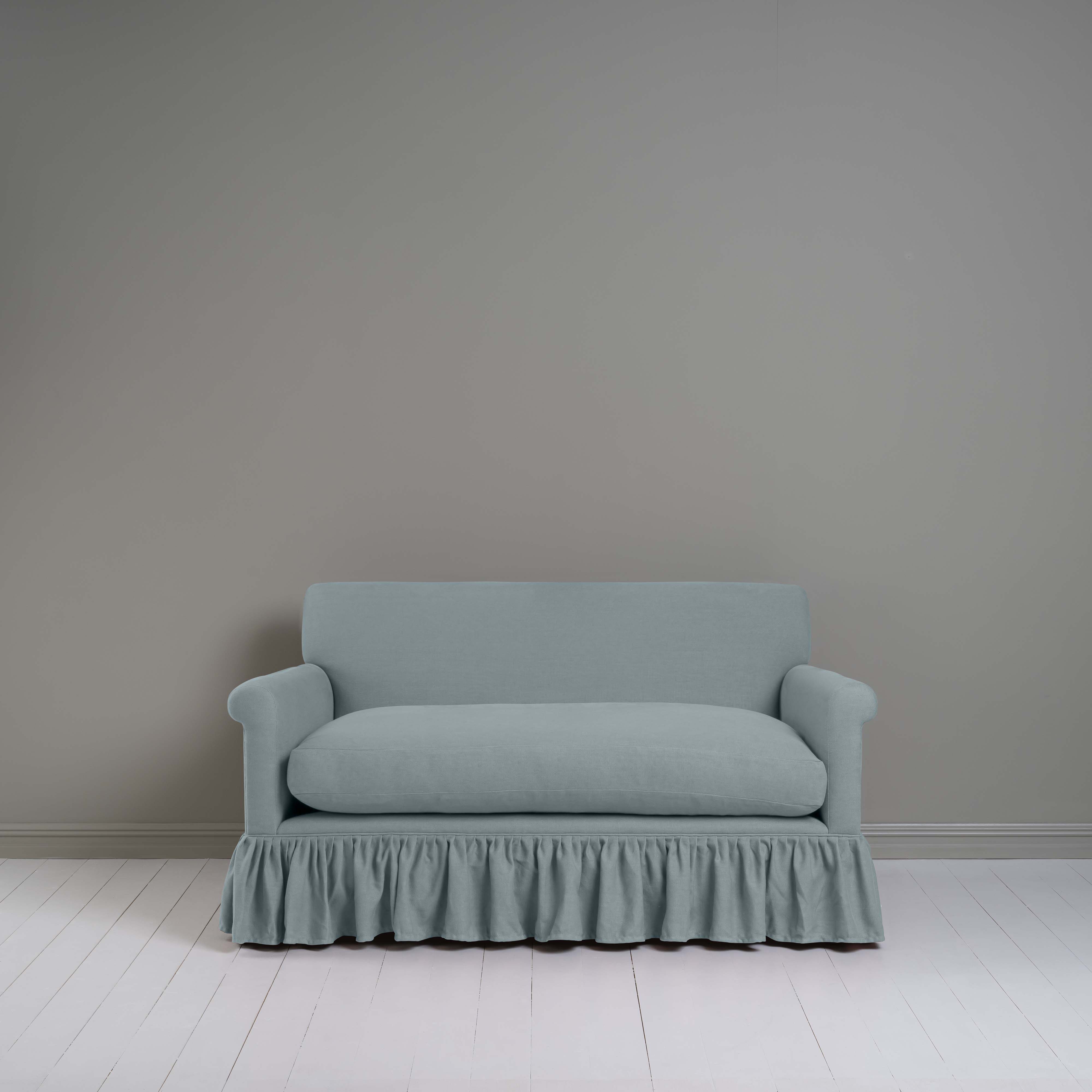 Curtain Call 2 Seater Sofa in Laidback Linen Cerulean  Front-view- NiX