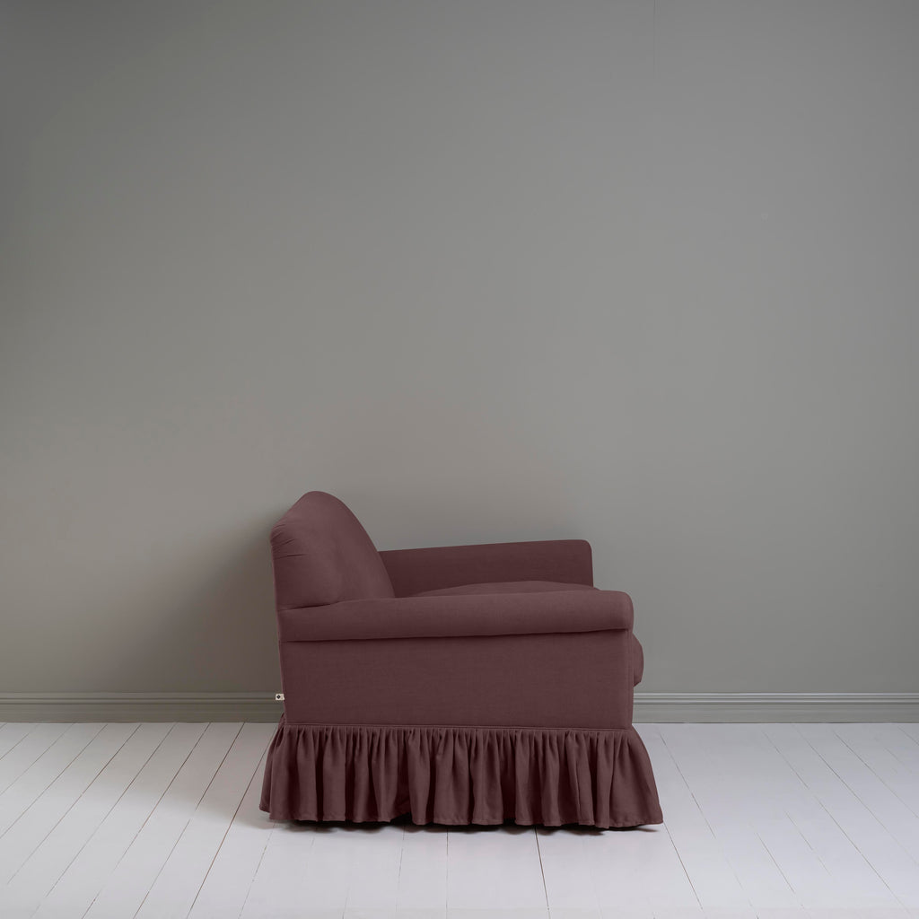Curtain Call 2 Seater Sofa in Laidback Linen Damson, Side View - Nicola Harding