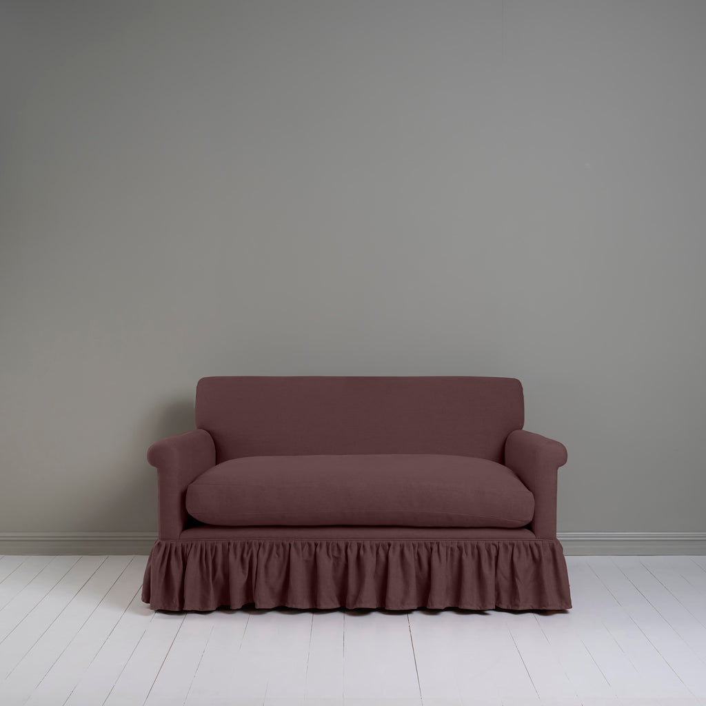 Curtain Call 2 Seater Sofa in Laidback Linen Damson, Front View - Nicola Harding