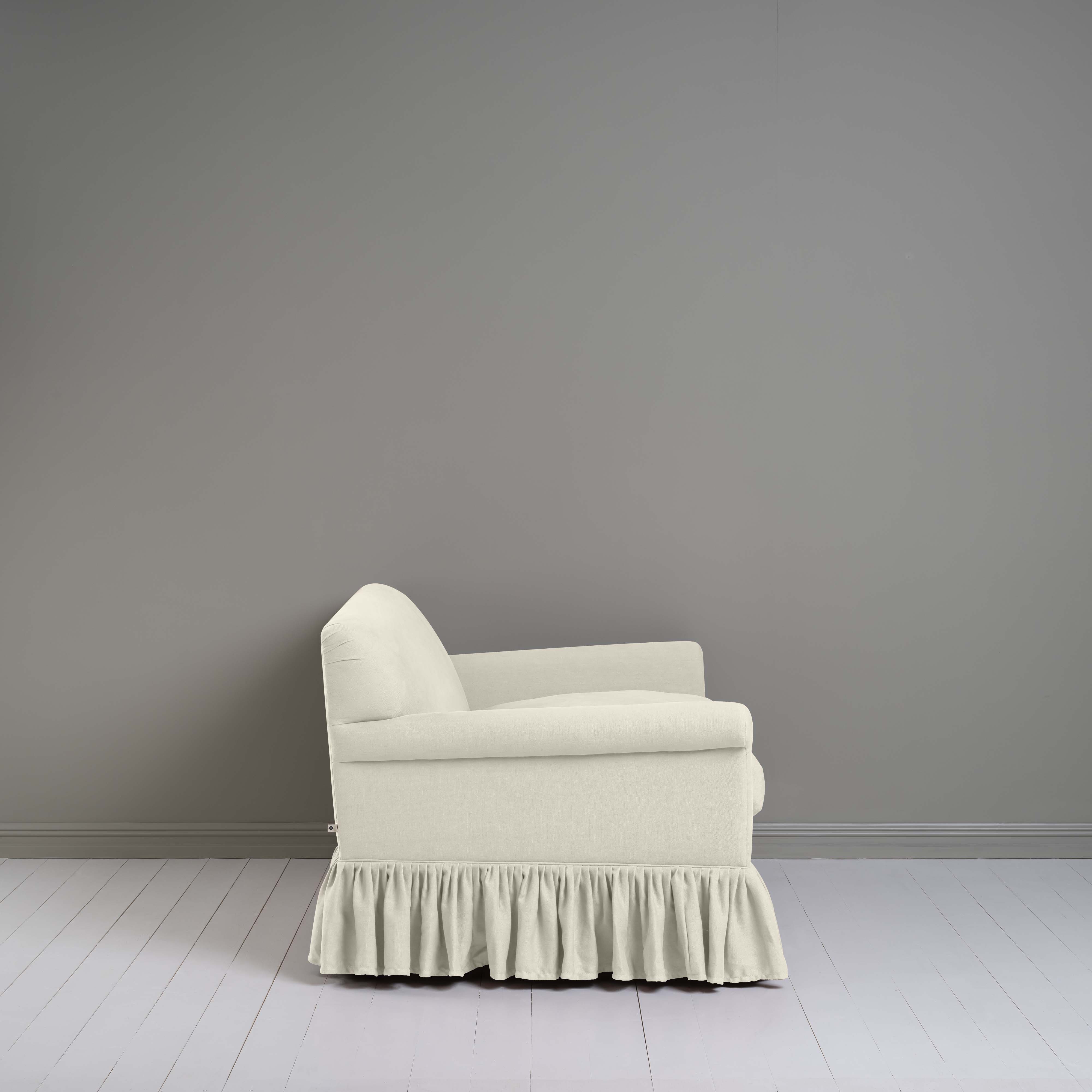 Curtain Call 2 Seater Sofa in Laidback Linen Dove Side View - NiX