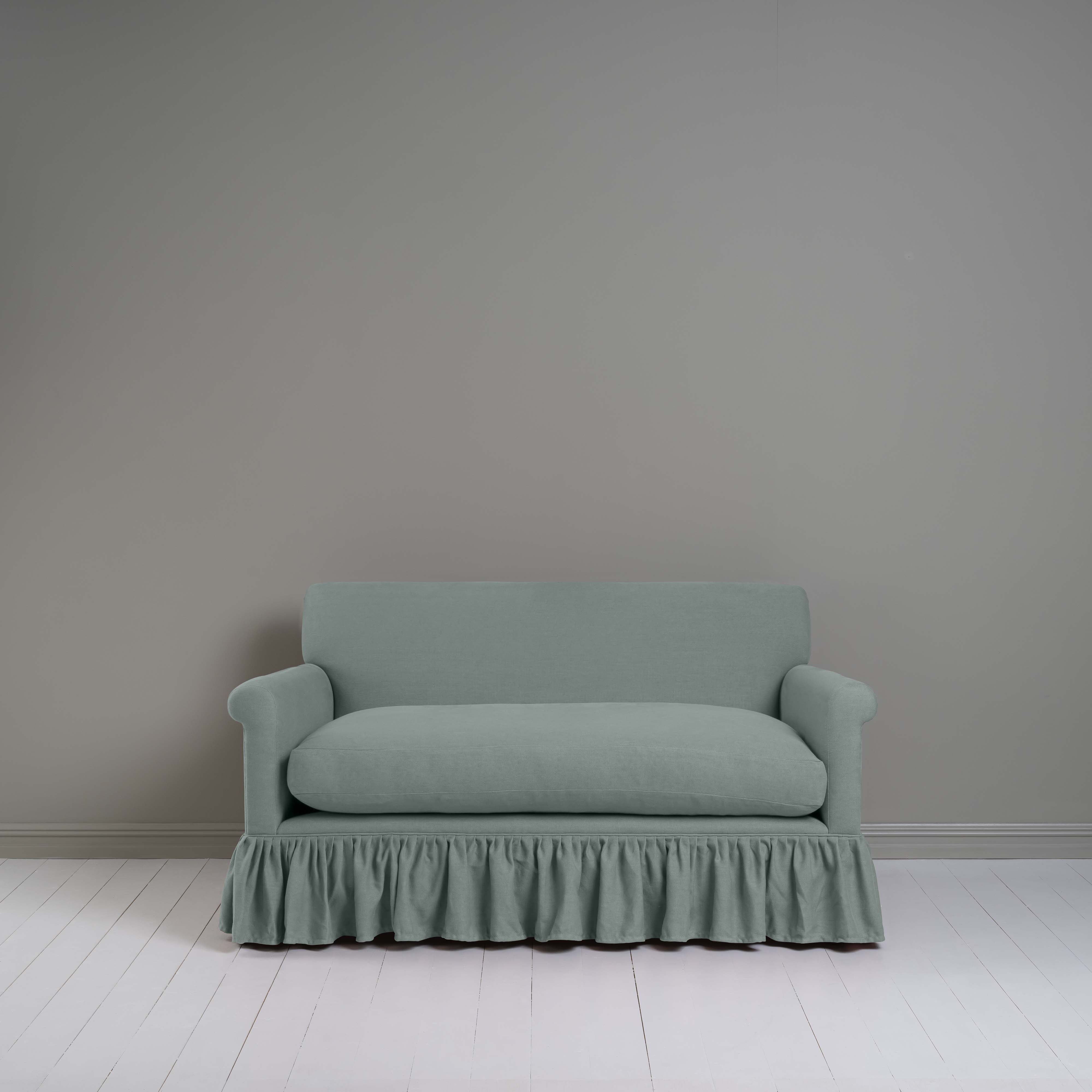 Curtain Call 2 Seater Sofa in Laidback Linen Mineral, Front View - Nicola Harding