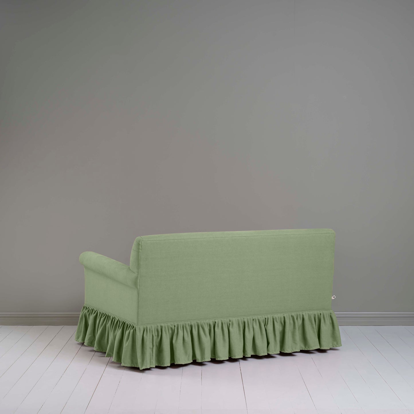 Curtain Call 2 Seater Sofa in Laidback Linen Moss, Back View - Nicola Harding