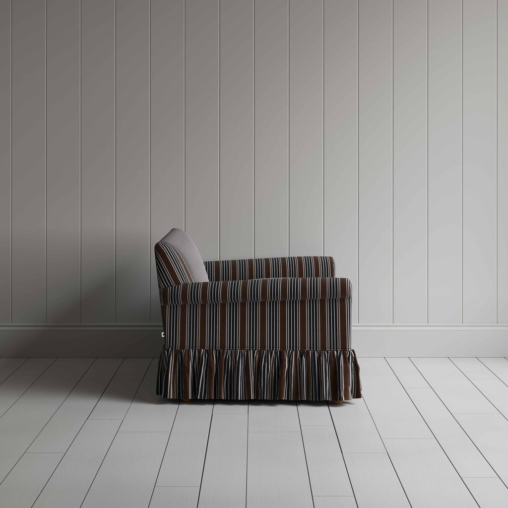 Curtain Call 2 Seater Sofa in Regatta Cotton, Charcoal, Side View - Nicola Harding