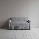 Curtain Call 2 Seater Sofa in Ticking Cotton, Blue Brown, Front View - Nicola Harding