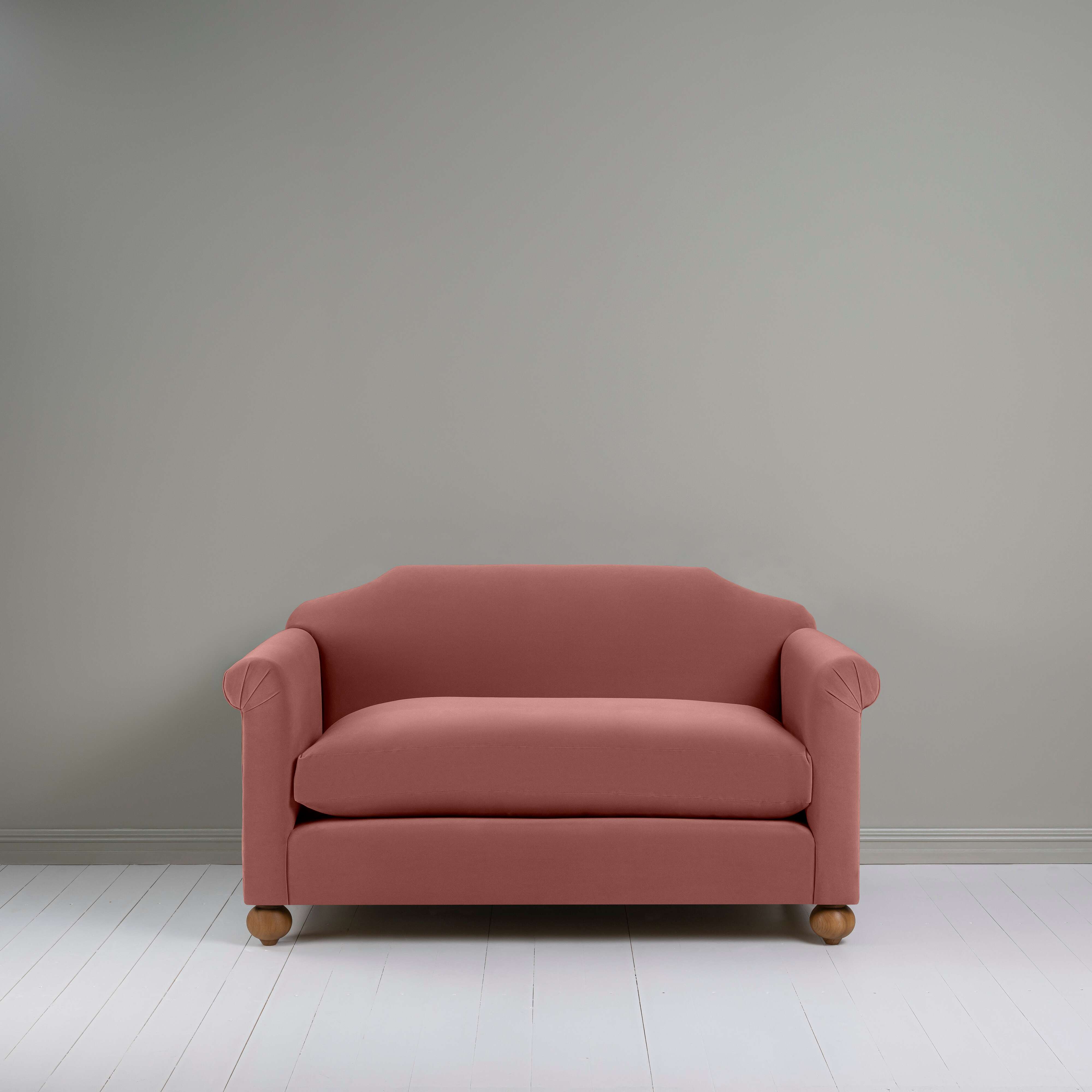 Dolittle 2-Seater Sofa in Intelligent Velvet Damson, Front View - Nicola Harding