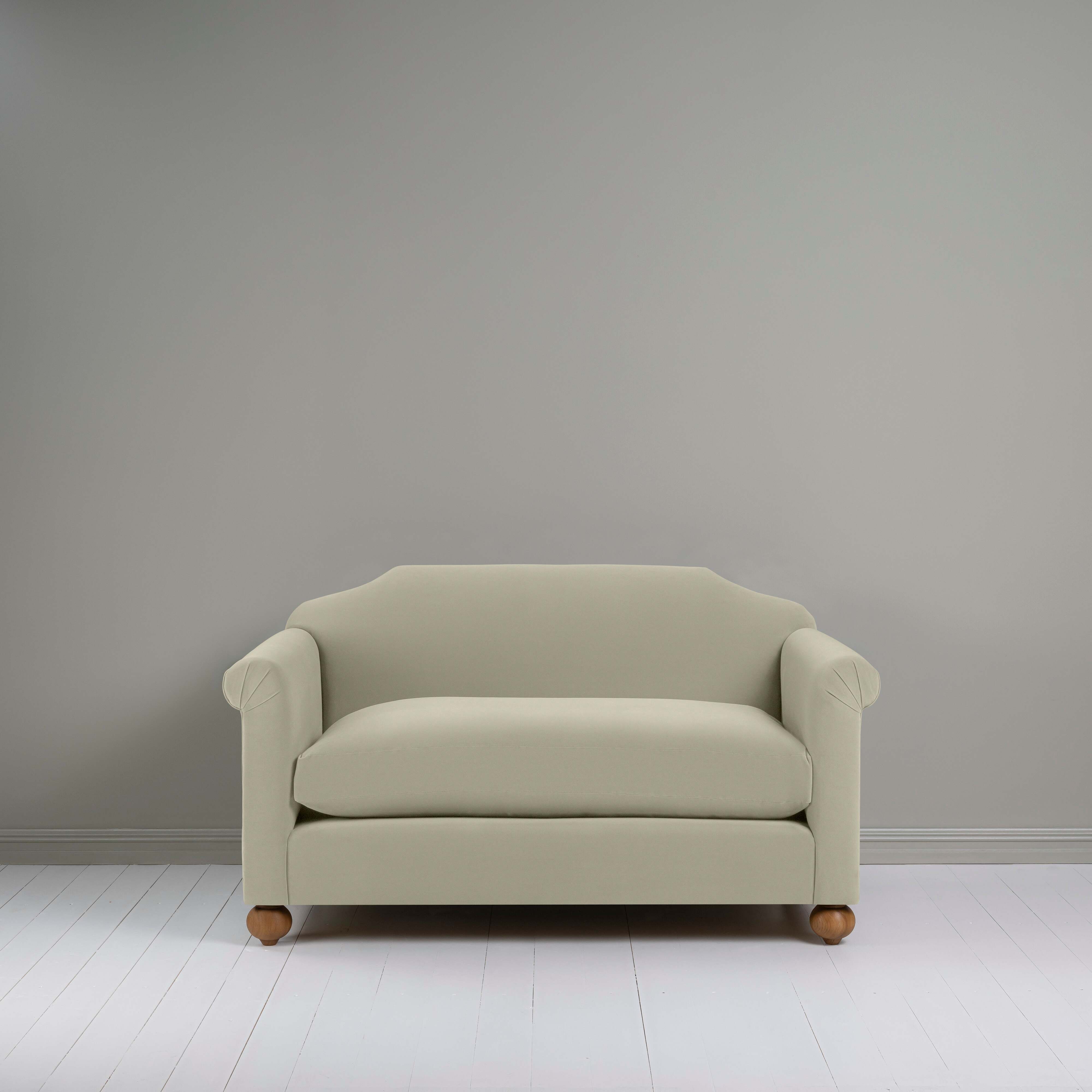 Dolittle 2-Seater Sofa in Intelligent Velvet Moonstone, Front View - Nicola Harding