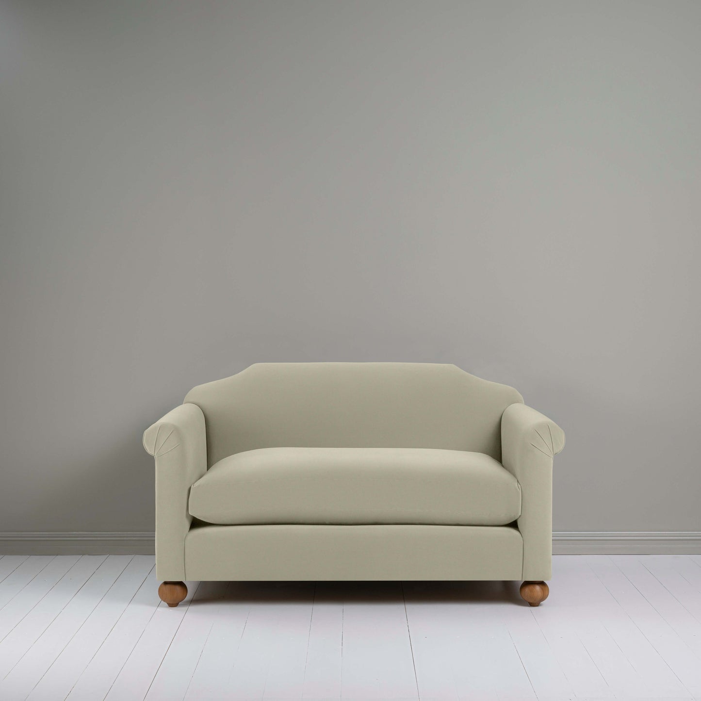 Dolittle 2-Seater Sofa in Intelligent Velvet Moonstone, Front View - Nicola Harding