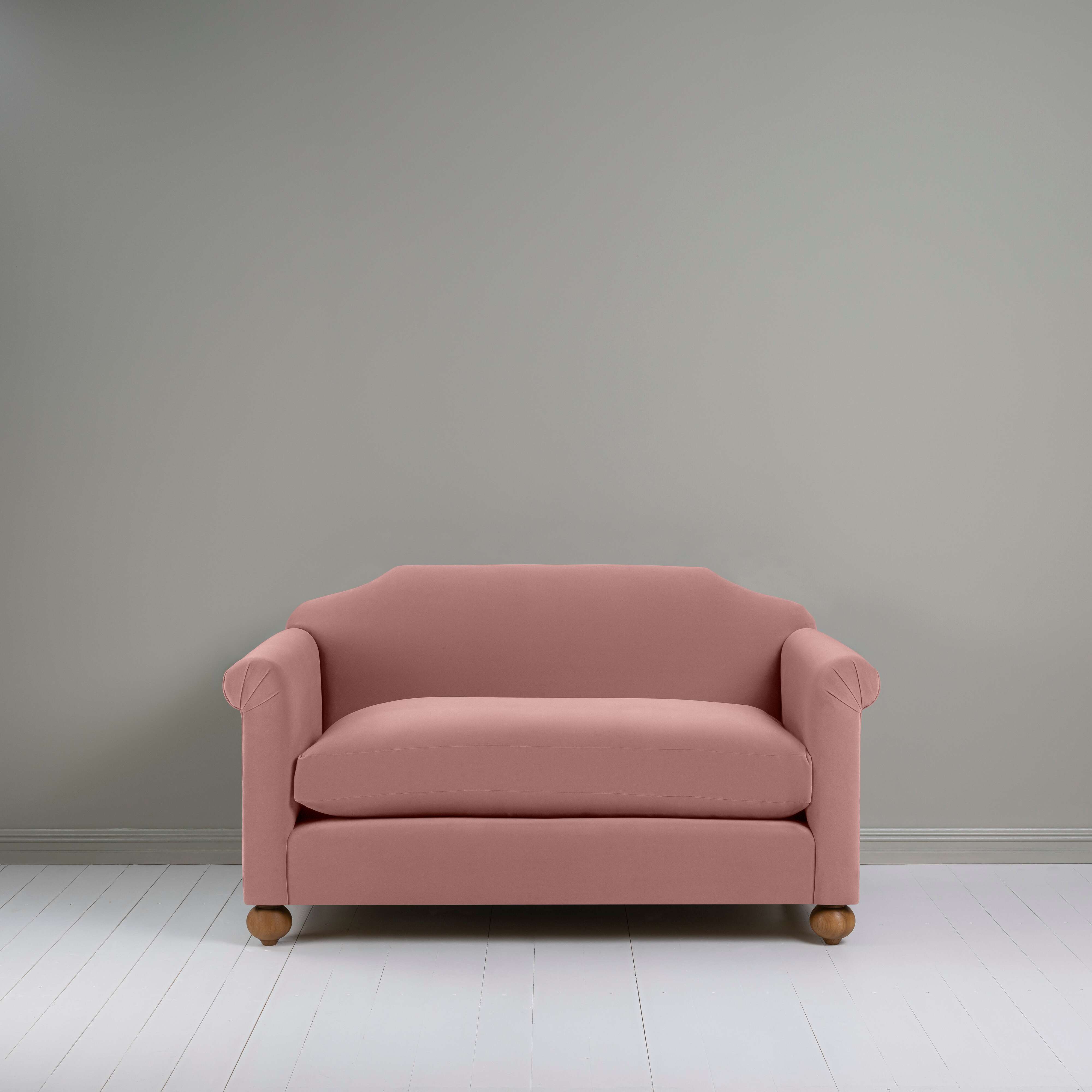 Dolittle 2-Seater Sofa in Intelligent Velvet Rose, Front View - Nicola Harding