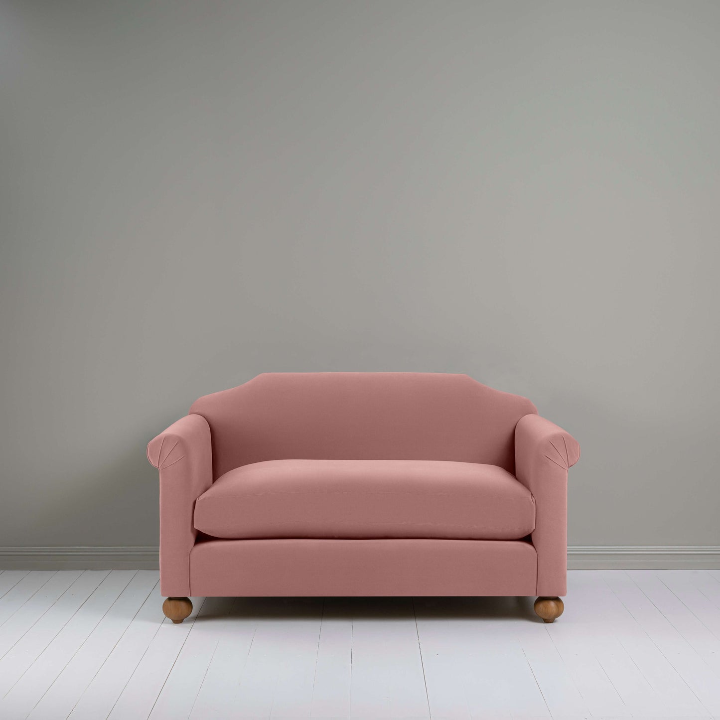 Dolittle 2-Seater Sofa in Intelligent Velvet Rose, Front View - Nicola Harding