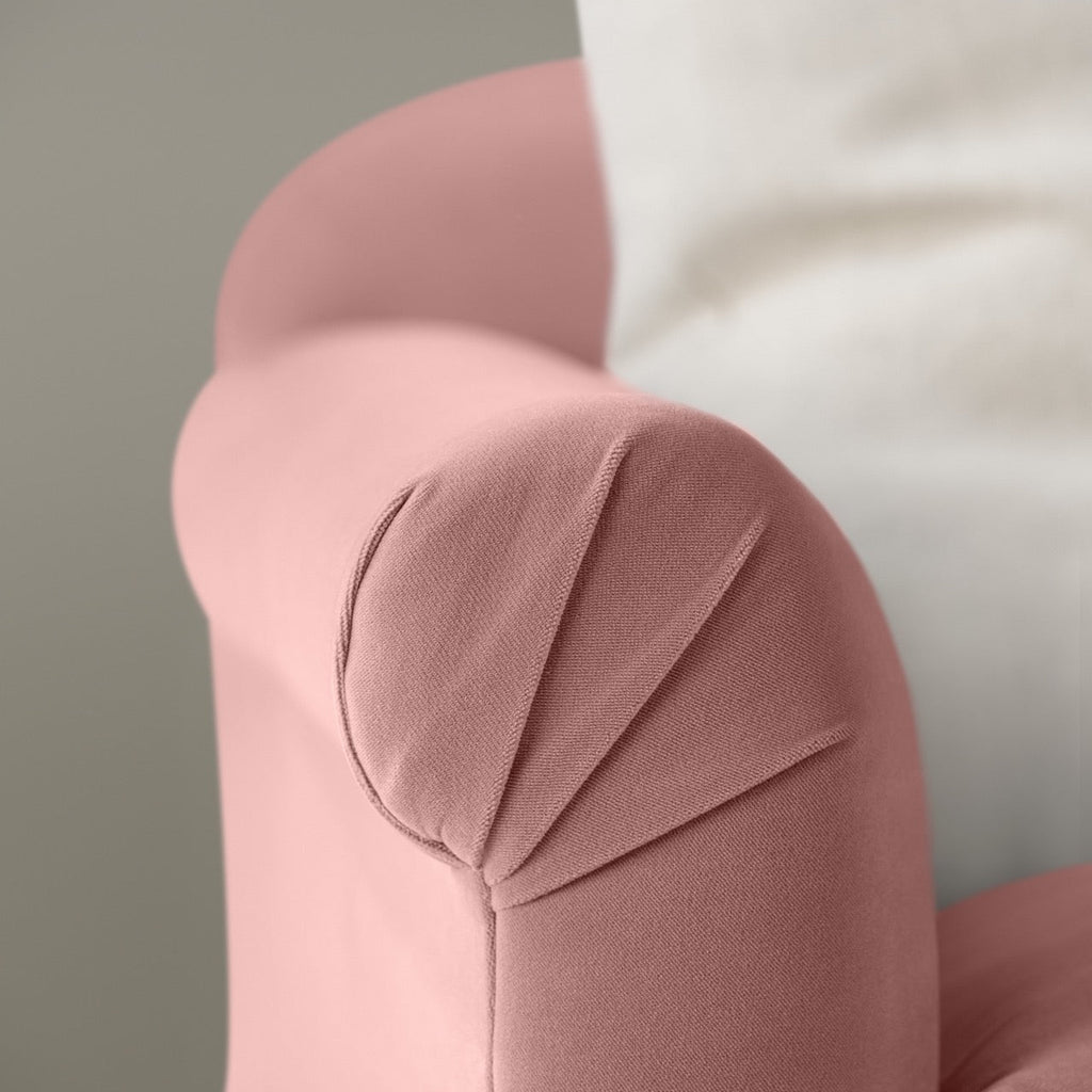 Dolittle 2-Seater Sofa in Intelligent Velvet Rose, Arm Design Closeup - Nicola Harding