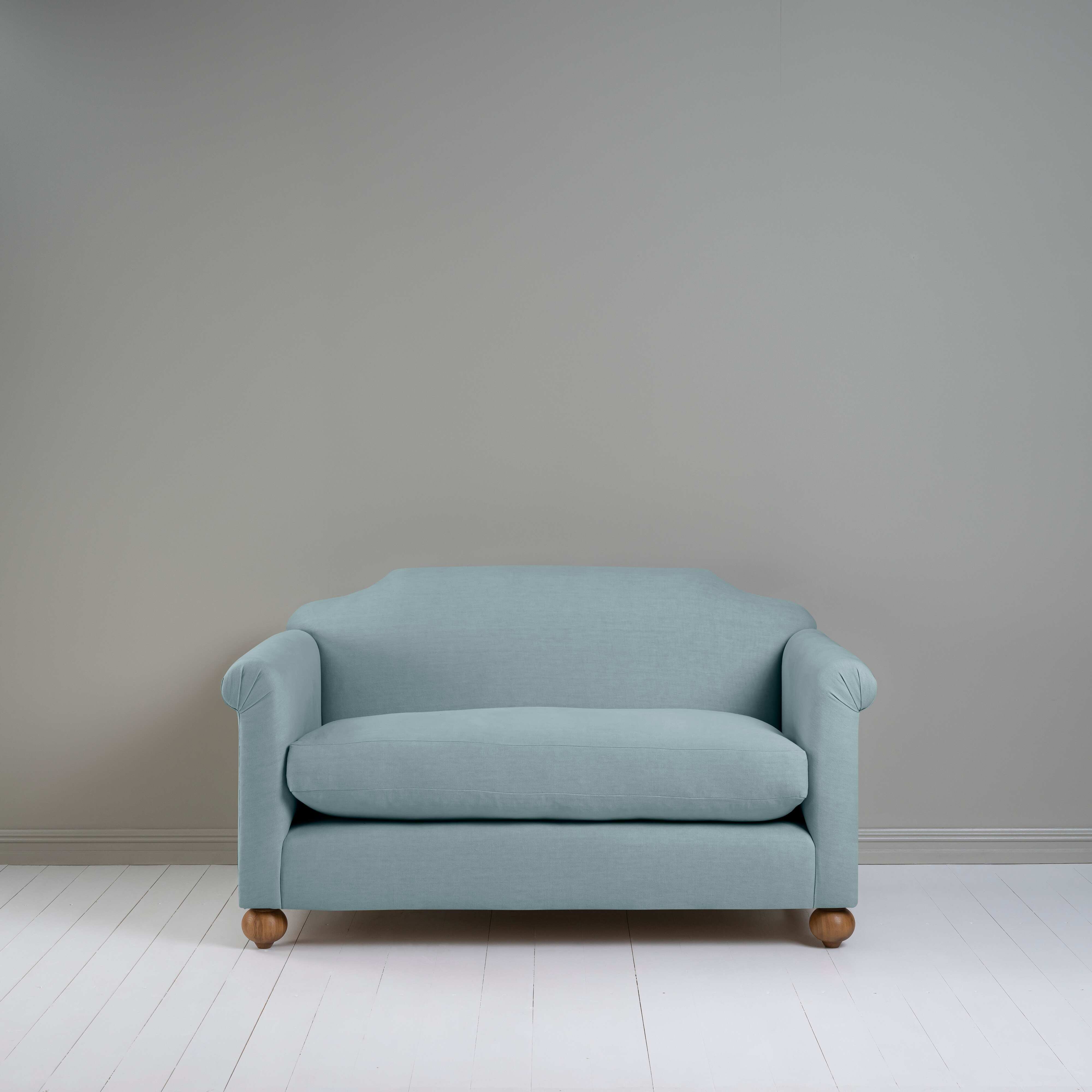 Dolittle 2-Seater Sofa in Laidback Linen Cerulean, Front View - Nicola Harding