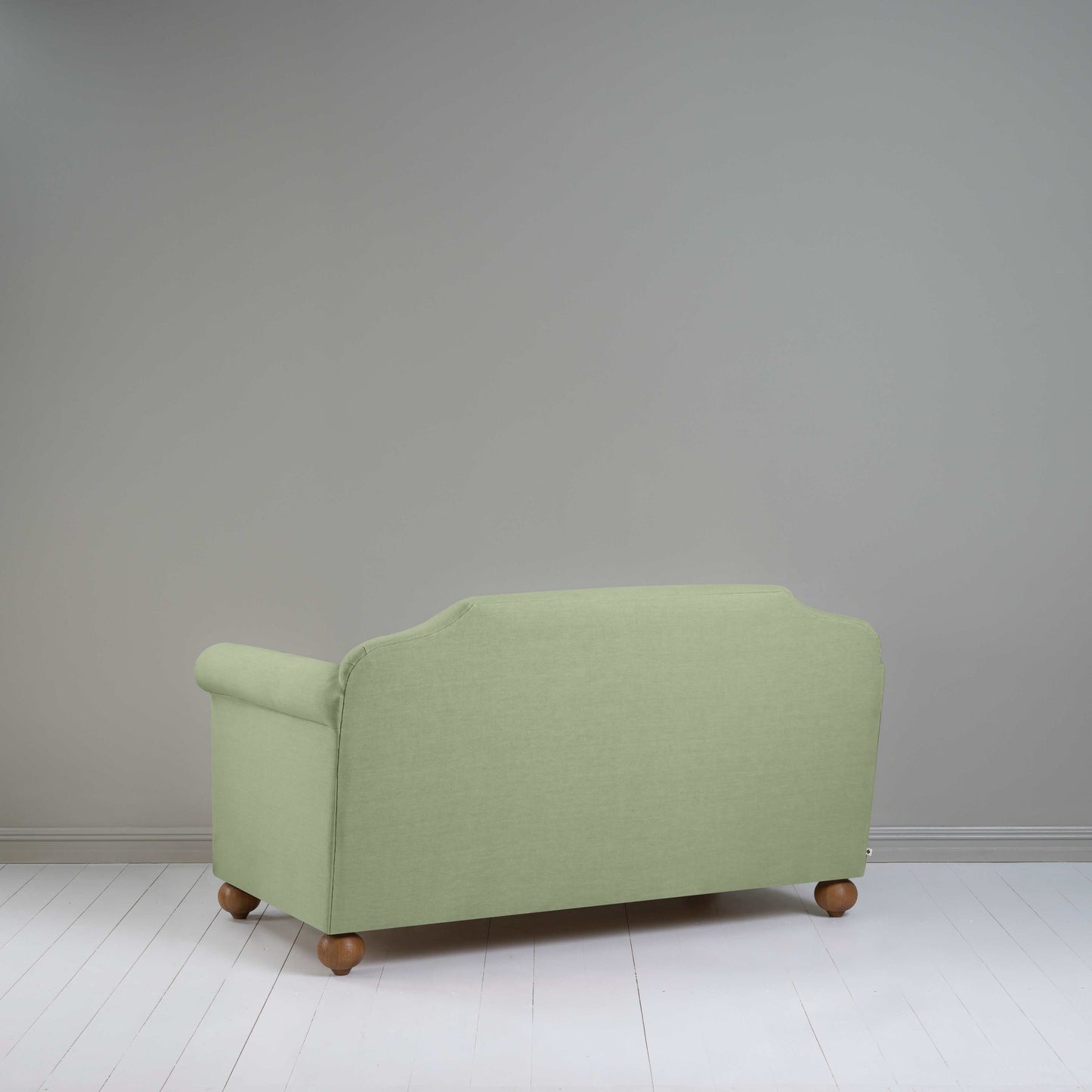 Dolittle 2 Seater Sofa in Laidback Linen Moss, Back View - Nicola Harding