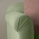 Dolittle 2 Seater Sofa in Laidback Linen Moss, Arm Design Closeup - Nicola Harding