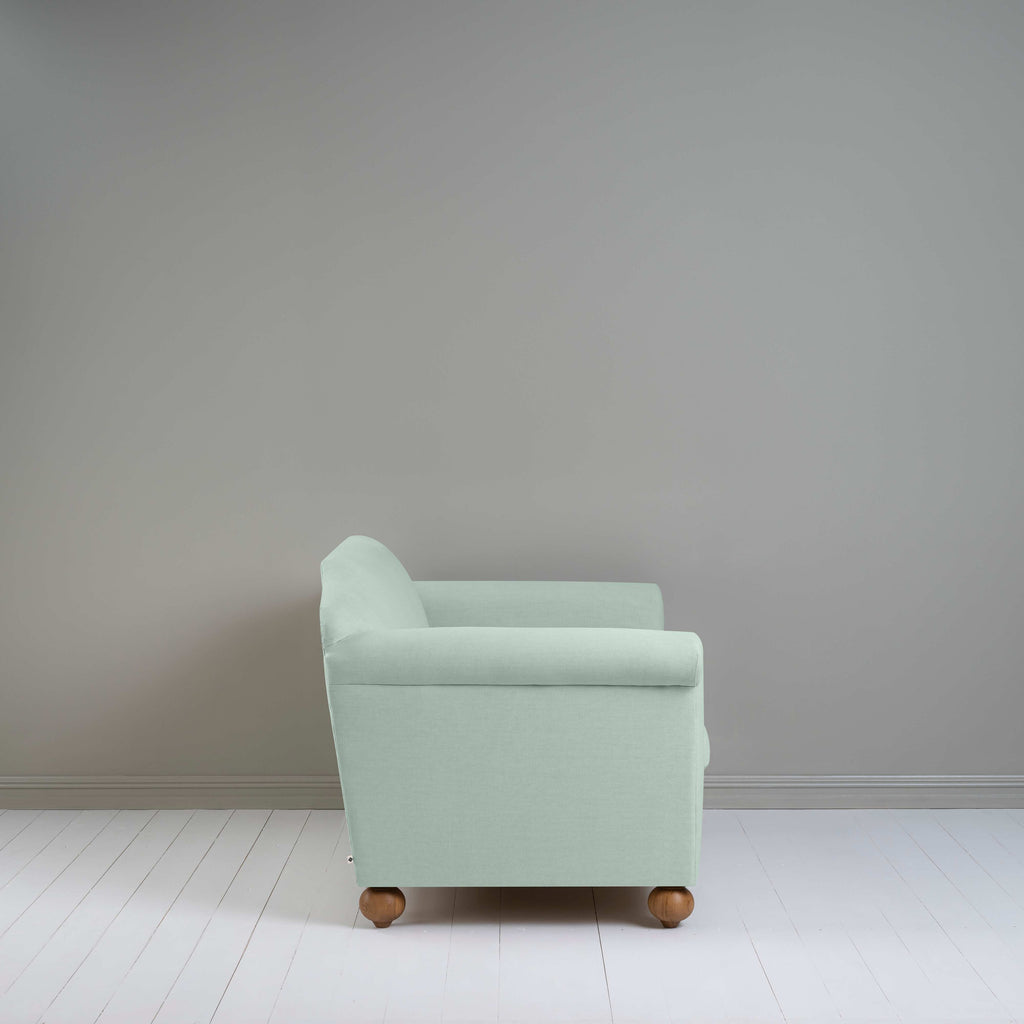 Dolittle 2 Seater Sofa in Laidback Linen Sky, Side View - Nicola Harding