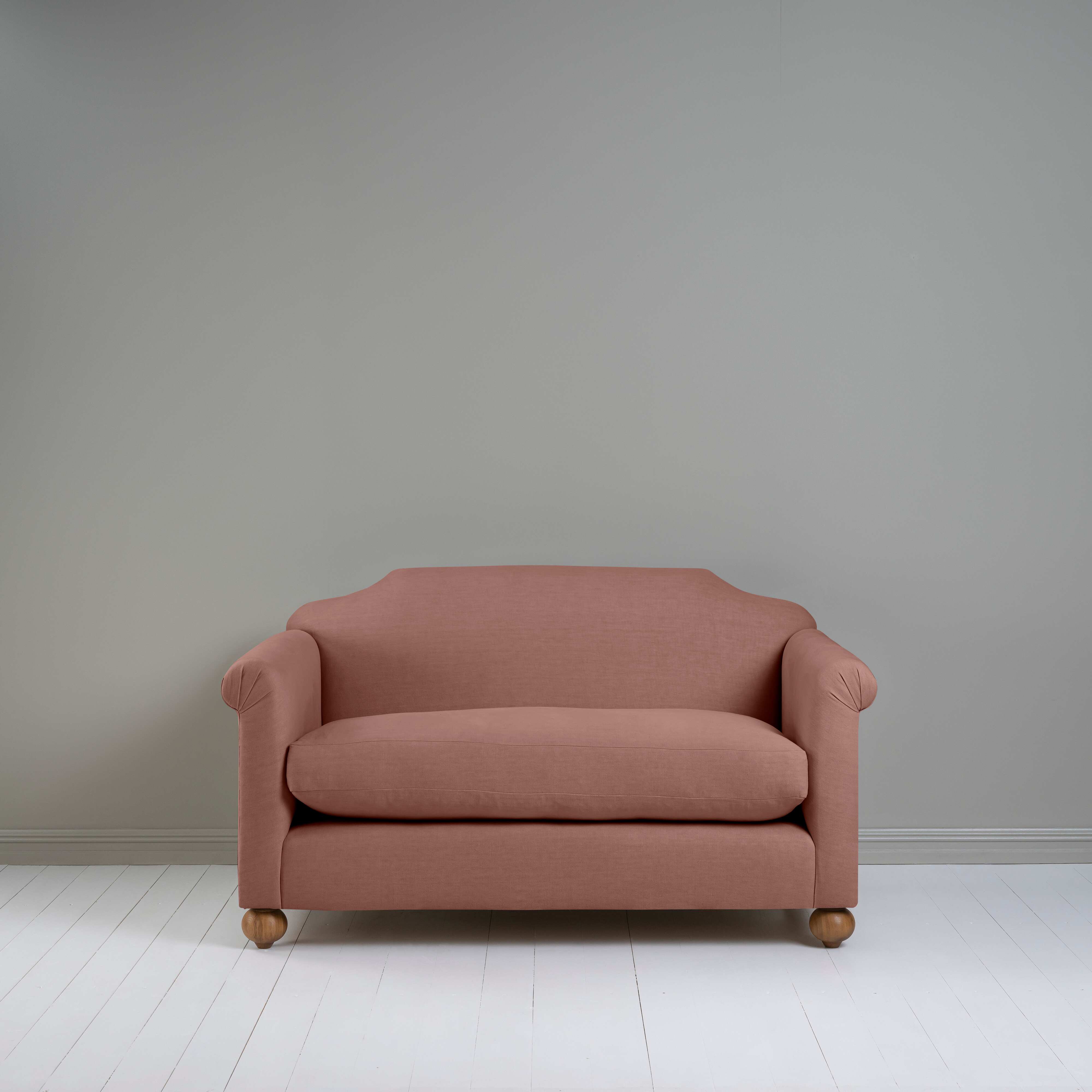 Dolittle 2 Seater Sofa in Laidback Linen Sweet Briar, Front View - Nicola Harding