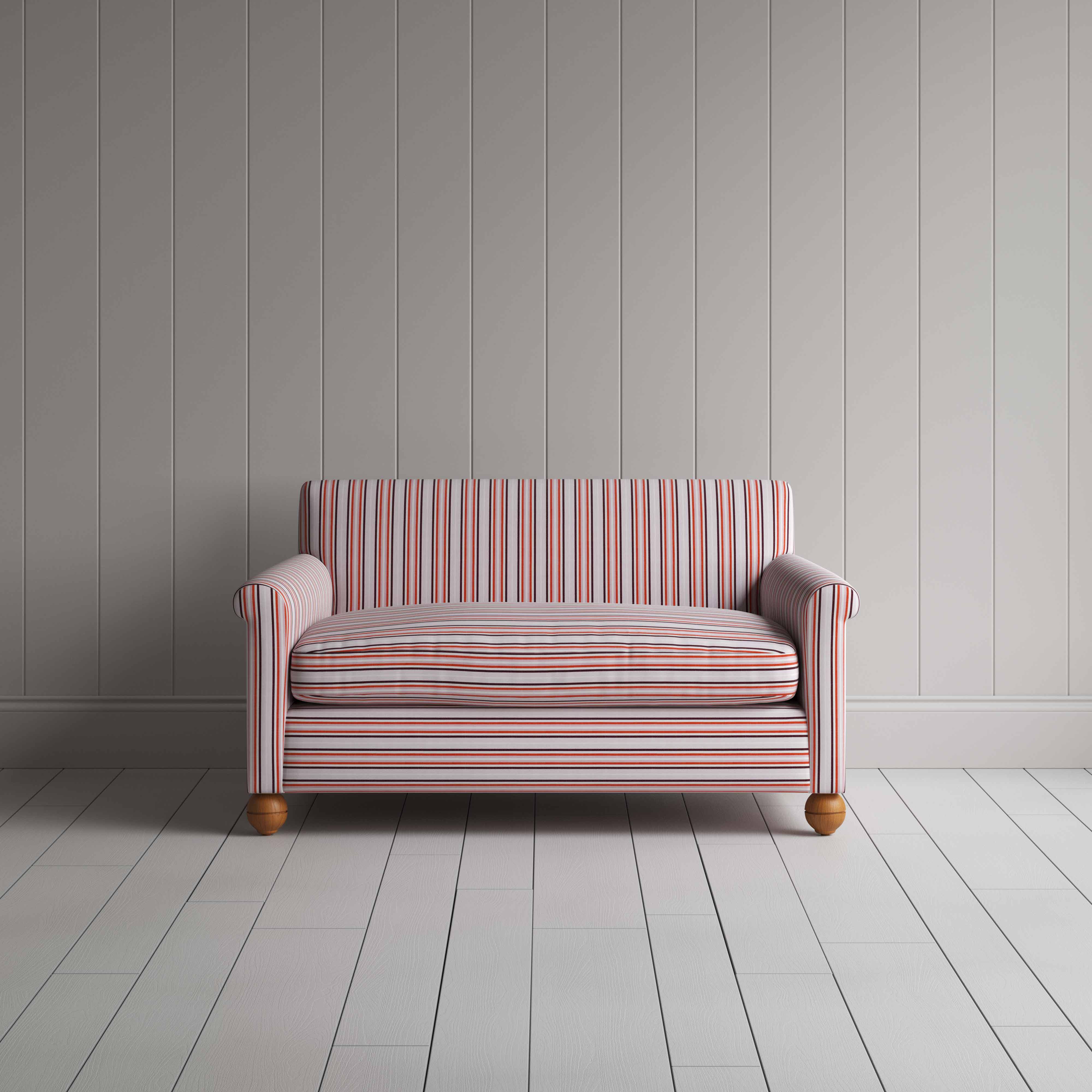 Idler 2 Seater Sofa in Slow Lane Cotton Linen, Berry - Nicola Harding