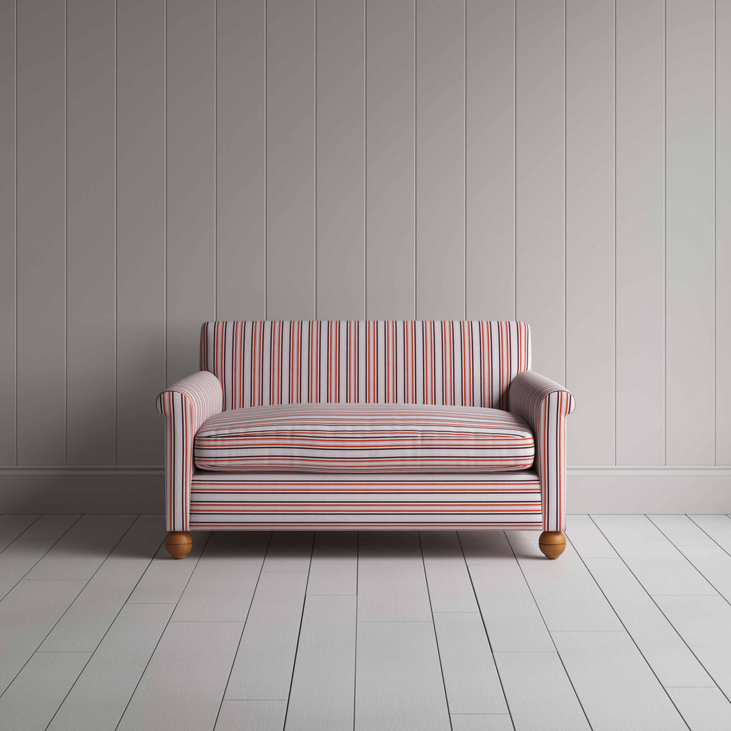 Idler 2 Seater Sofa in Slow Lane Cotton Linen, Berry - Nicola Harding