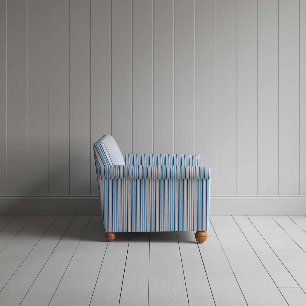 Idler 2 Seater Sofa in Slow Lane Cotton Linen, Blue - Nicola Harding