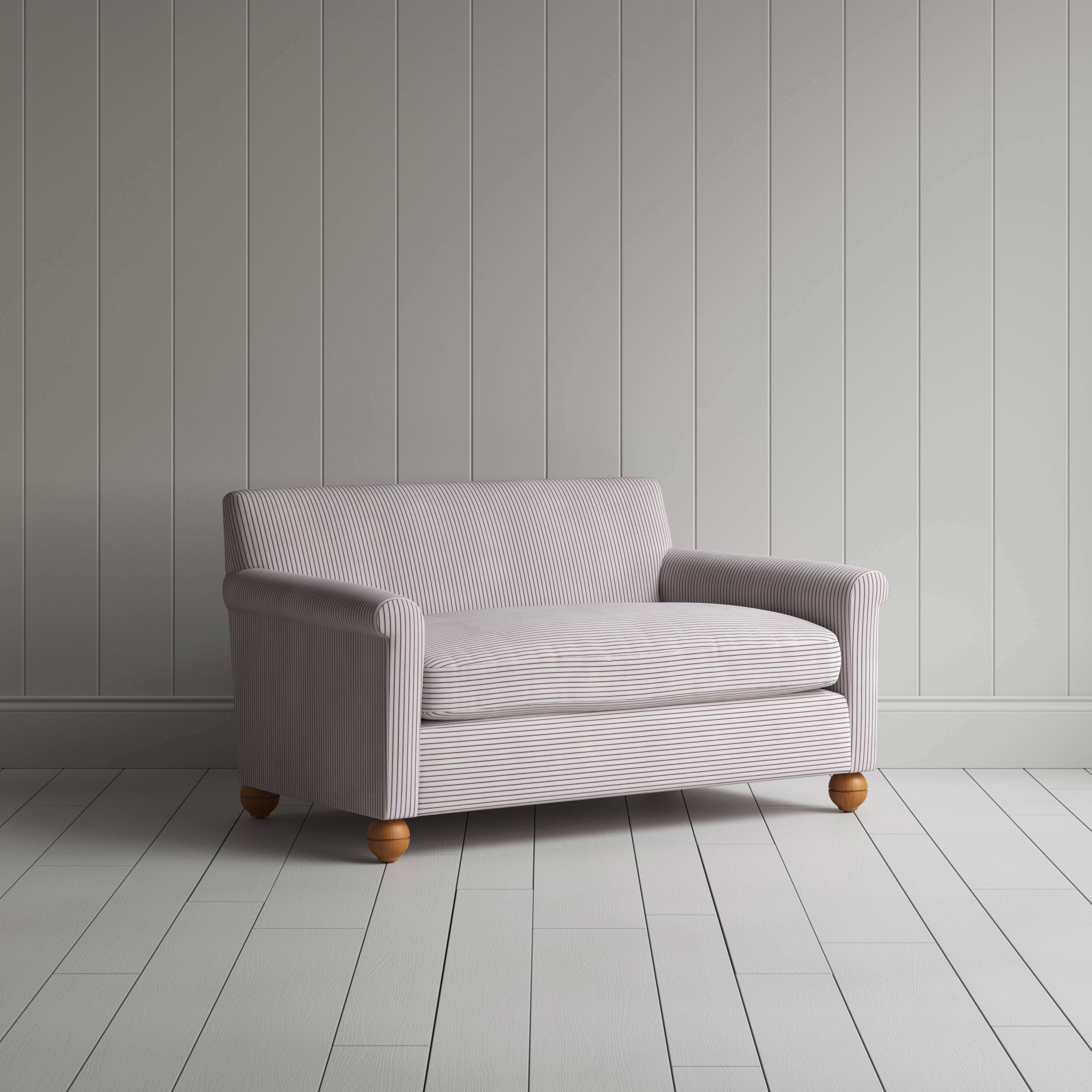  Idler 2 Seater Sofa in Ticking Cotton, Berry 