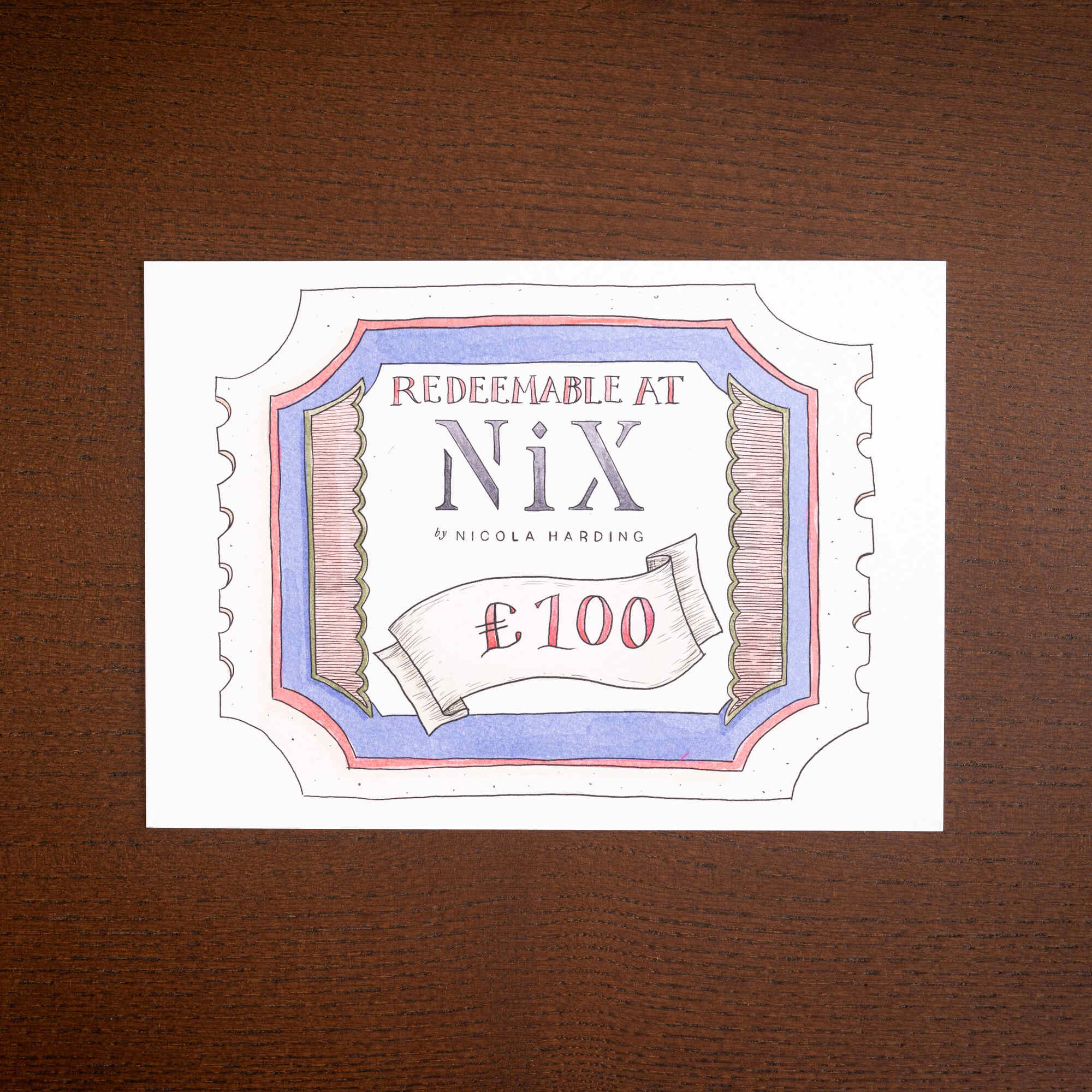 NiX Physical Gift Voucher of £100