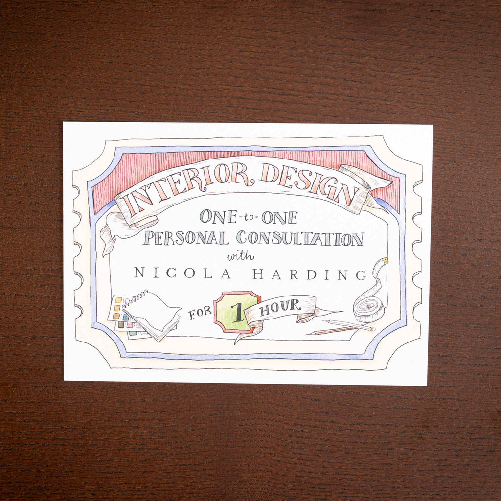 One-to-one Interior Design Consultation with Nicola Harding Gift Voucher of 1 hour.