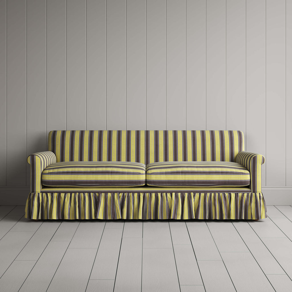 Front View of Curtain Call 3 Seater Sofa in Regatta Cotton, Custard