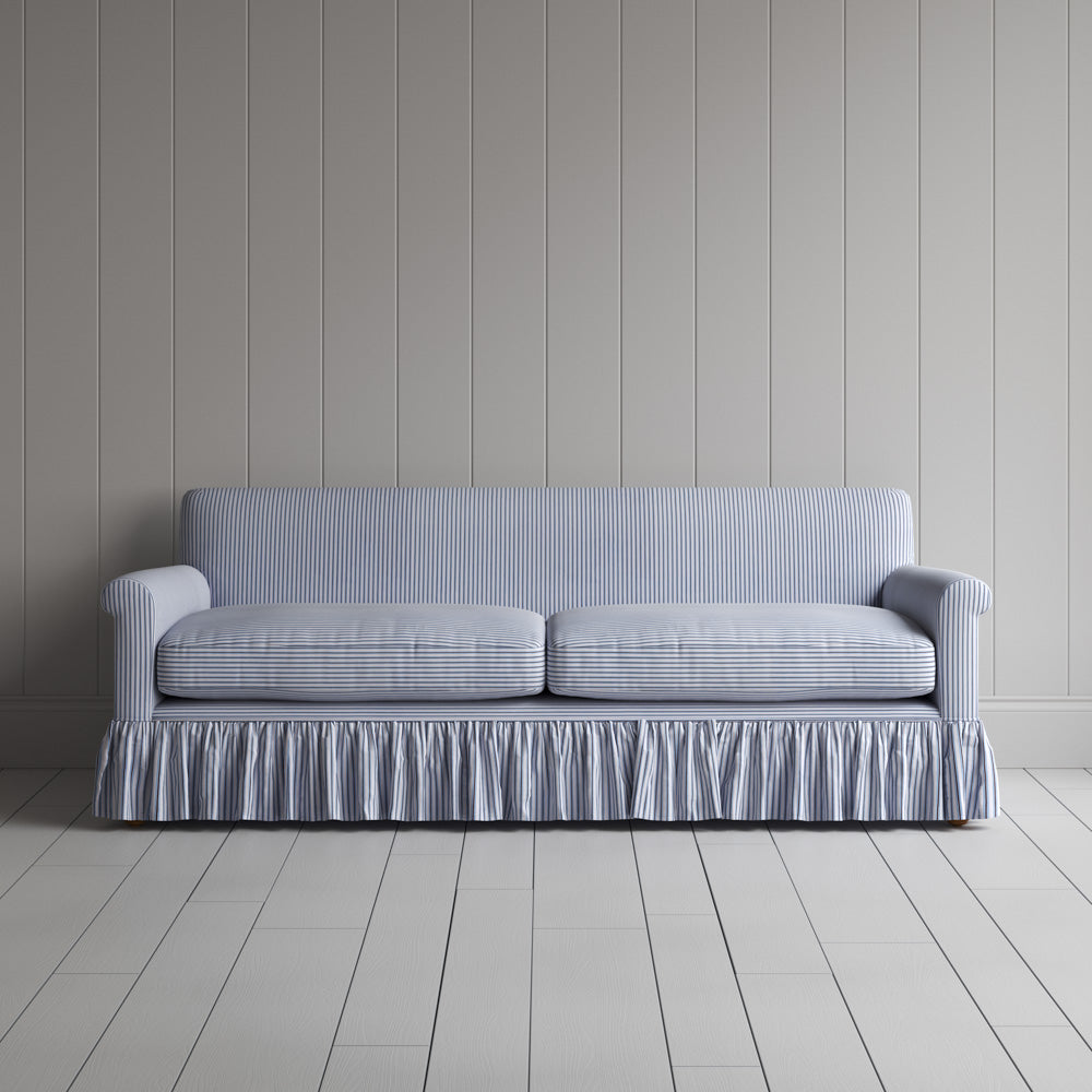 Curtain Call 3 Seater Sofa in Ticking Cotton, Aqua Brown