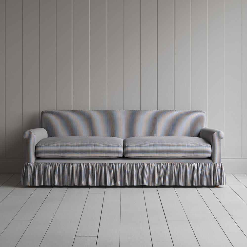 Curtain Call 3 Seater Sofa in Ticking Cotton, Blue Brown