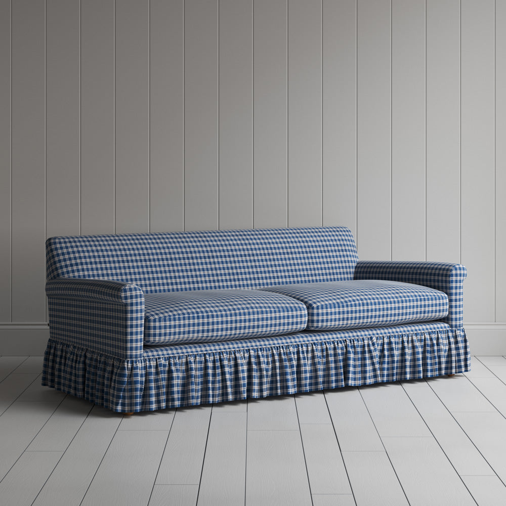 Curtain Call 3 Seater Sofa in Well Plaid Cotton, Blue Brown