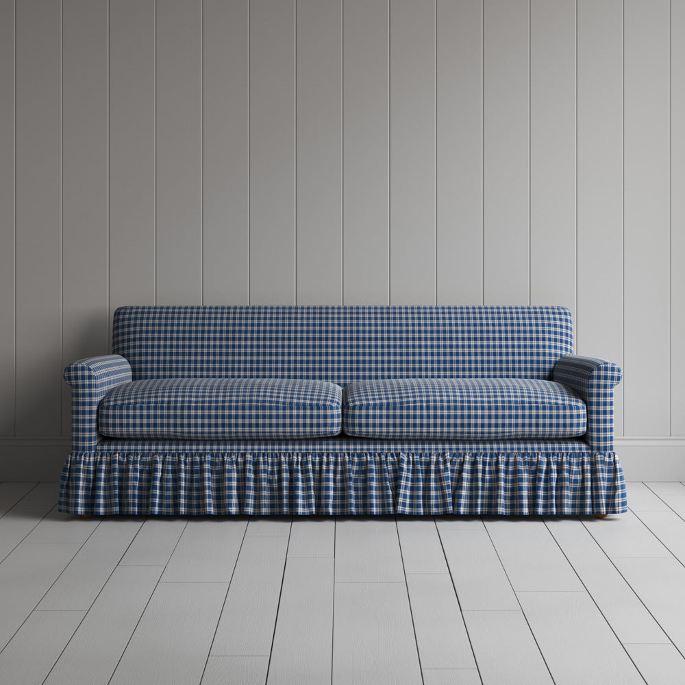 Curtain Call 3 Seater Sofa in Well Plaid Cotton, Blue Brown