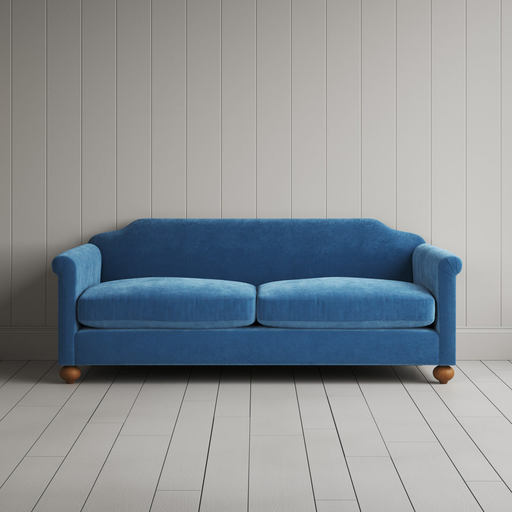 Front Side of Blue 3 seater sofa in Classic Corduroy Harbour Blue