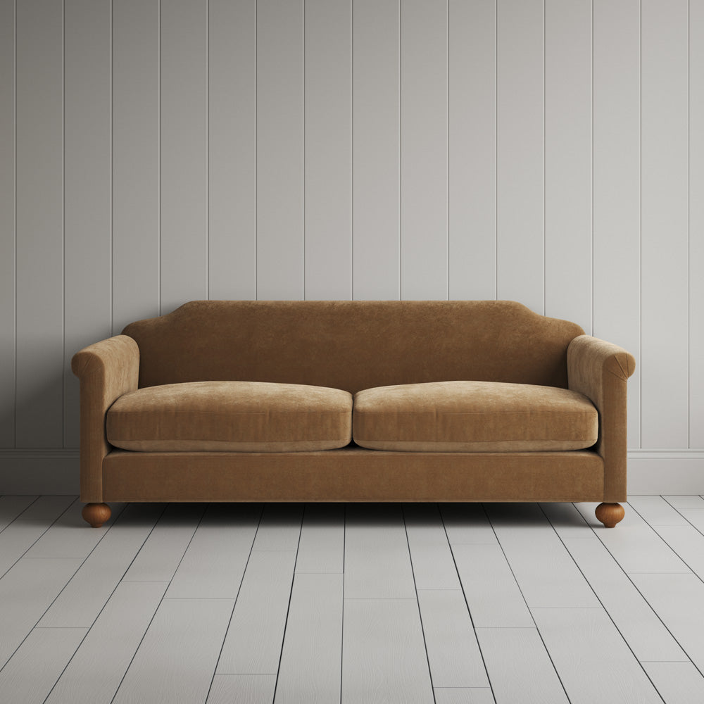 Dolittle 3 seater sofa in Stone Beige Classic Corduroy, a neutral UK handmade Art Deco settee.