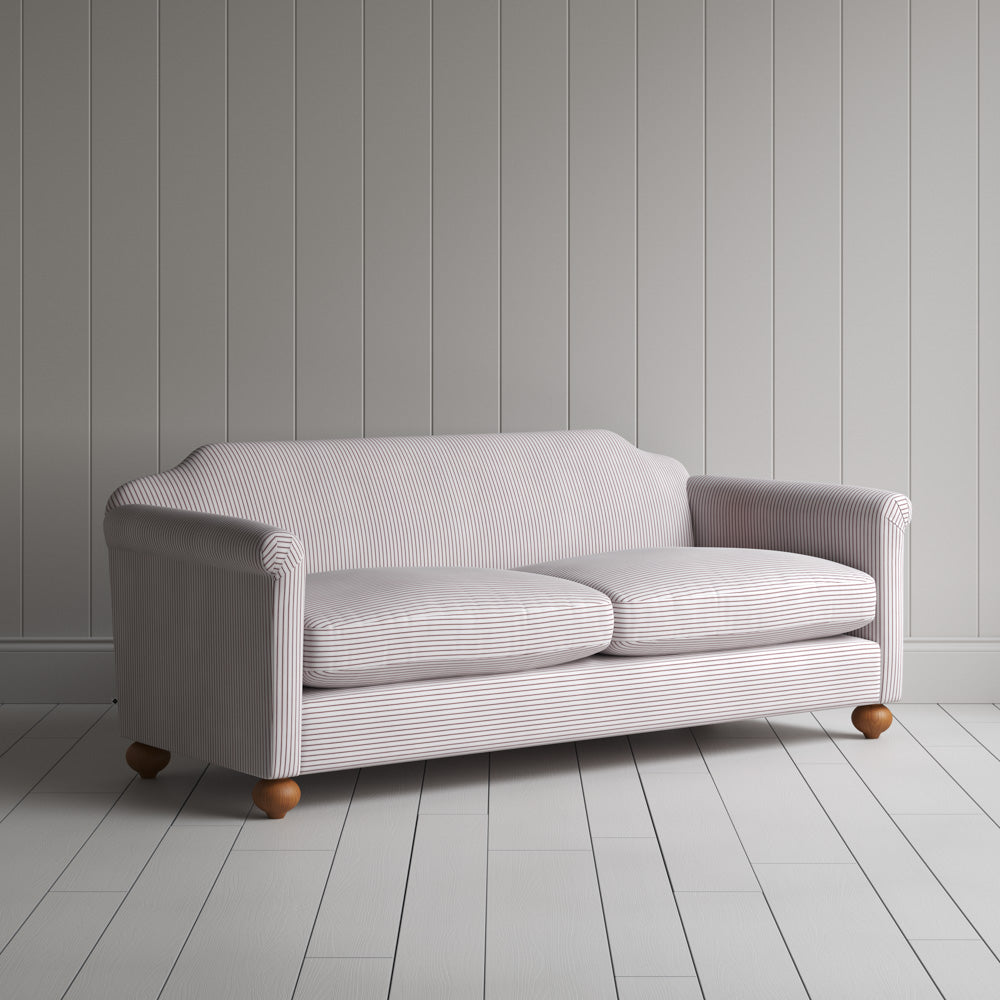Dolittle 3 Seater Sofa in Ticking Cotton, Berry