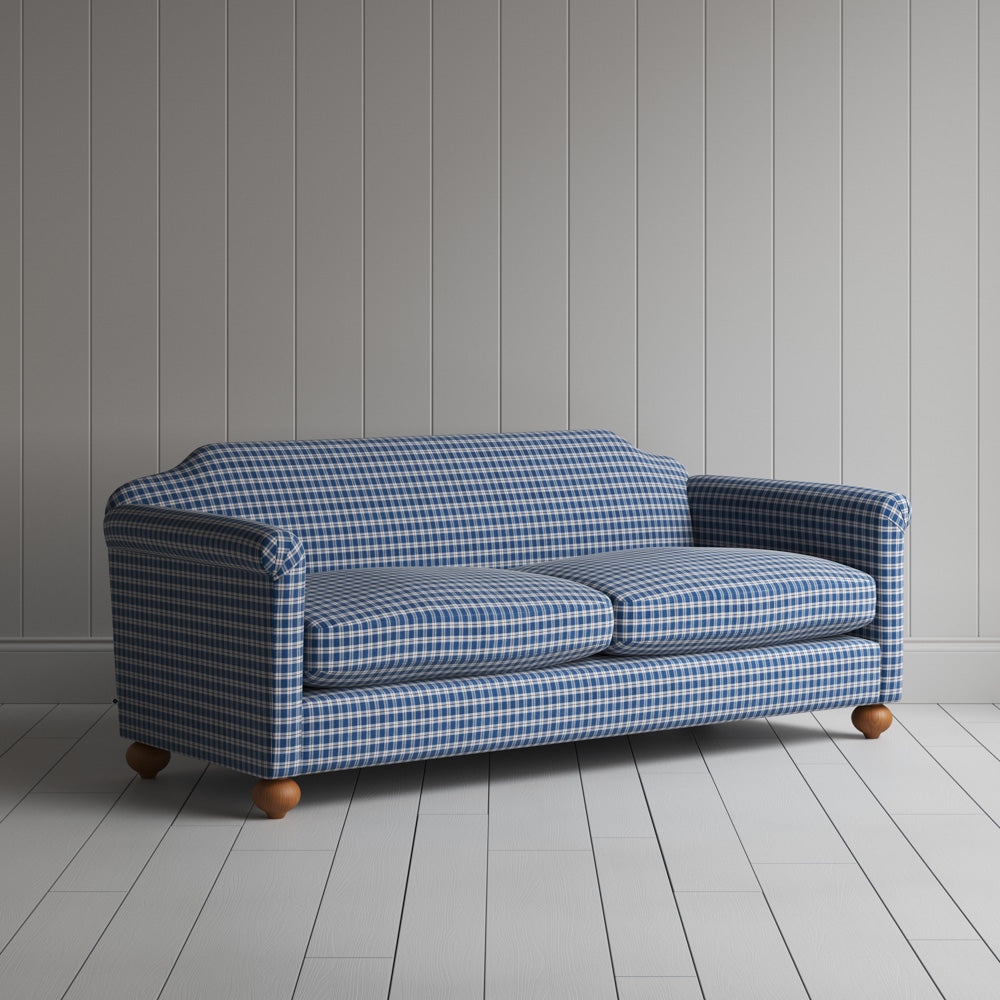 Dolittle 3 Seater Sofa in Well Plaid Cotton, Blue Brown
