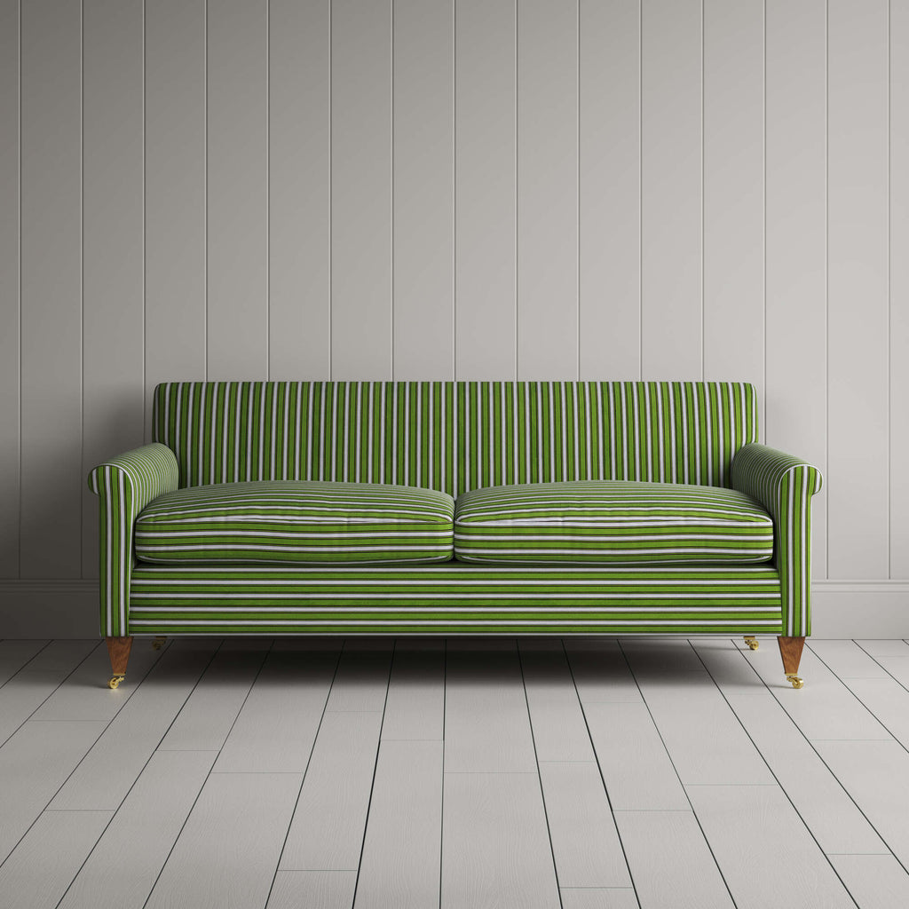 Idler 3 Seater Sofa in Colonnade Cotton, Green and Wine