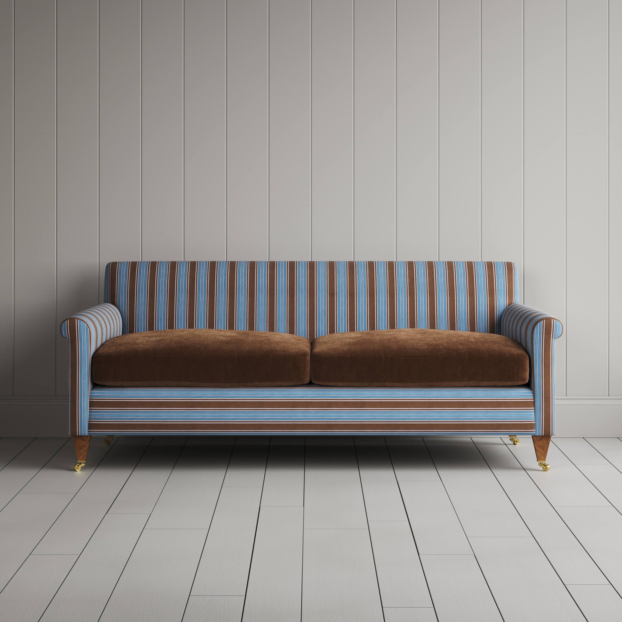 Front view of the Idler 3 seater sofa by Nicola Harding