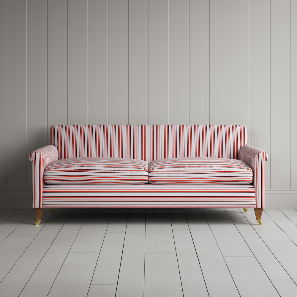 Idler 3 Seater Sofa in Slow Lane Cotton Linen, Berry