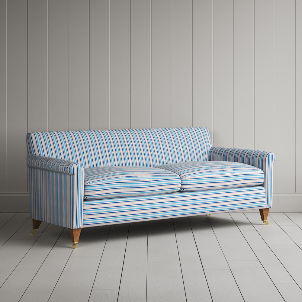 Idler 3 Seater Sofa in Slow Lane Cotton Linen, Blue